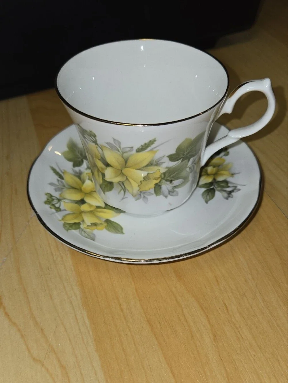 Vintage Fine Bone China Floral Teacup and Saucer Set